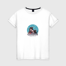 Женская футболка хлопок с принтом Genshin Impact в Петрозаводске, 100% хлопок | прямой крой, круглый вырез горловины, длина до линии бедер, слегка спущенное плечо | anime | game | genshin impact | rpg | аниме | геншин импакт | игра | персонаж | рпг