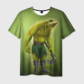 Мужская футболка 3D с принтом Bullywug в Петрозаводске, 100% полиэфир | прямой крой, круглый вырез горловины, длина до линии бедер | art | жаба | жабалюд | зеленый фон