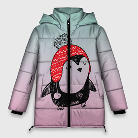 Женская зимняя куртка 3D с принтом Милый пингвин в шапочке в Петрозаводске, верх — 100% полиэстер; подкладка — 100% полиэстер; утеплитель — 100% полиэстер | длина ниже бедра, силуэт Оверсайз. Есть воротник-стойка, отстегивающийся капюшон и ветрозащитная планка. 

Боковые карманы с листочкой на кнопках и внутренний карман на молнии | 