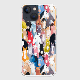 Чехол для iPhone 13 mini с принтом цветные лошади в Петрозаводске,  |  | horse | horseshoe | акварель | головалошади | грива | жеребец | животные | конь | лошадь | лошадьскрыльями | подкова | природа | рисуноккрасками