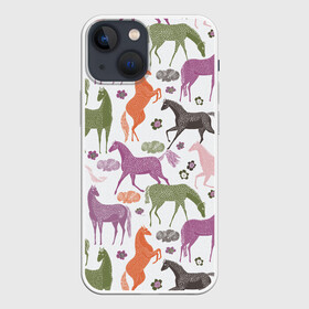 Чехол для iPhone 13 mini с принтом лошадки в Петрозаводске,  |  | horse | horseshoe | акварель | головалошади | грива | жеребец | животные | конь | лошадь | лошадьскрыльями | подкова | природа | рисуноккрасками