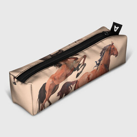 Пенал 3D с принтом кони в Петрозаводске, 100% полиэстер | плотная ткань, застежка на молнии | horse | horseshoe | акварель | головалошади | грива | жеребец | животные | конь | лошадь | лошадьскрыльями | подкова | природа | рисуноккрасками