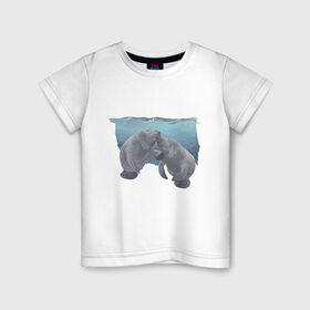 Детская футболка хлопок с принтом Ламантины в Петрозаводске, 100% хлопок | круглый вырез горловины, полуприлегающий силуэт, длина до линии бедер | carpg | manatee | животные | ламантин | морская корова