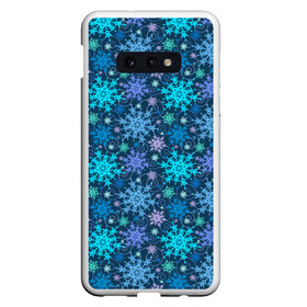 Чехол для Samsung S10E с принтом Новогодние Узоры в Петрозаводске, Силикон | Область печати: задняя сторона чехла, без боковых панелей | merry christmas | дед мороз | ёлка | зима | мороз | новый год | подарок | праздник | рождество | с новым годом | санта клаус | снег | снеговик | снегурочка | снежинки | снежные узоры | узоры