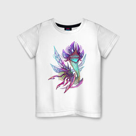 Детская футболка хлопок с принтом Фэнтези насекомое в Петрозаводске, 100% хлопок | круглый вырез горловины, полуприлегающий силуэт, длина до линии бедер | creature | fantazy | flower | насекомое | фэнтези | цветы | цифровой рисунок