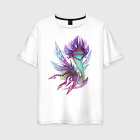 Женская футболка хлопок Oversize с принтом Фэнтези насекомое в Петрозаводске, 100% хлопок | свободный крой, круглый ворот, спущенный рукав, длина до линии бедер
 | creature | fantazy | flower | насекомое | фэнтези | цветы | цифровой рисунок