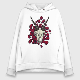 Женское худи Oversize хлопок с принтом Skulls & bones - goat в Петрозаводске, френч-терри — 70% хлопок, 30% полиэстер. Мягкий теплый начес внутри —100% хлопок | боковые карманы, эластичные манжеты и нижняя кромка, капюшон на магнитной кнопке | 