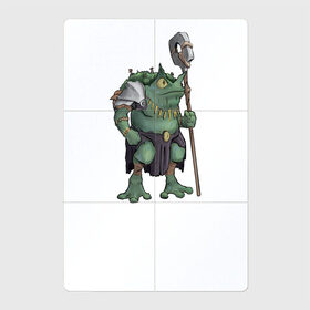 Магнитный плакат 2Х3 с принтом Воин жабалюд в Петрозаводске, Полимерный материал с магнитным слоем | 6 деталей размером 9*9 см | frog | green | staff | warrior | воин | жаба | зеленый | ил | посох