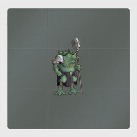 Магнитный плакат 3Х3 с принтом Жабалюд войн в Петрозаводске, Полимерный материал с магнитным слоем | 9 деталей размером 9*9 см | frog | green | staff | warrior | воин | жаба | зеленый | ил | посох