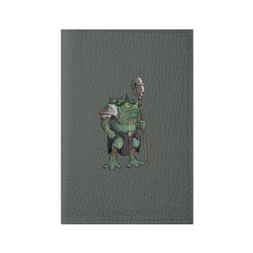 Обложка для паспорта матовая кожа с принтом Жабалюд войн в Петрозаводске, натуральная матовая кожа | размер 19,3 х 13,7 см; прозрачные пластиковые крепления | frog | green | staff | warrior | воин | жаба | зеленый | ил | посох