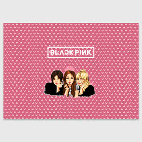 Поздравительная открытка с принтом BlackPink в Петрозаводске, 100% бумага | плотность бумаги 280 г/м2, матовая, на обратной стороне линовка и место для марки
 | Тематика изображения на принте: blackpink | blink | bts | exo | icecream | jennie | jisoo | korea | kpop | lisa | love | rose | блекпинк | девушки | корея | кпоп | музыка