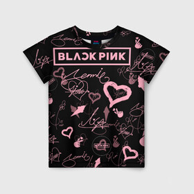 Детская футболка 3D с принтом BLACKPINK в Петрозаводске, 100% гипоаллергенный полиэфир | прямой крой, круглый вырез горловины, длина до линии бедер, чуть спущенное плечо, ткань немного тянется | blackpink | blink | bts | exo | icecream | jennie | jisoo | korea | kpop | lisa | love | rose | блекпинк | девушки | корея | кпоп | музыка