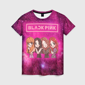 Женская футболка 3D с принтом Black Pink в Петрозаводске, 100% полиэфир ( синтетическое хлопкоподобное полотно) | прямой крой, круглый вырез горловины, длина до линии бедер | blackpink | blink | bts | exo | icecream | jennie | jisoo | korea | kpop | lisa | love | rose | блекпинк | девушки | корея | кпоп | музыка
