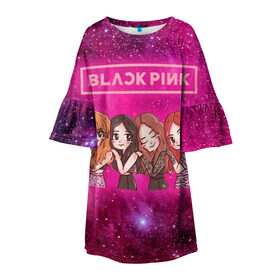 Детское платье 3D с принтом Black Pink в Петрозаводске, 100% полиэстер | прямой силуэт, чуть расширенный к низу. Круглая горловина, на рукавах — воланы | blackpink | blink | bts | exo | icecream | jennie | jisoo | korea | kpop | lisa | love | rose | блекпинк | девушки | корея | кпоп | музыка