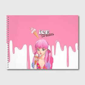 Альбом для рисования с принтом BLACKPINK Ice Cream в Петрозаводске, 100% бумага
 | матовая бумага, плотность 200 мг. | Тематика изображения на принте: blackpink | blink | bts | exo | icecream | jennie | jisoo | korea | kpop | lisa | love | rose | блекпинк | девушки | корея | кпоп | музыка