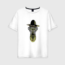 Женская футболка хлопок Oversize с принтом Обезьяна в Петрозаводске, 100% хлопок | свободный крой, круглый ворот, спущенный рукав, длина до линии бедер
 | горилла | животное | зверь | мартышка | обезьяна