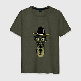 Мужская футболка хлопок с принтом Обезьяна в Петрозаводске, 100% хлопок | прямой крой, круглый вырез горловины, длина до линии бедер, слегка спущенное плечо. | горилла | животное | зверь | мартышка | обезьяна