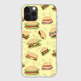 Чехол для iPhone 12 Pro Max с принтом Узор с бургерами в Петрозаводске, Силикон |  | Тематика изображения на принте: бургер | гамбургер | еда | желтый | паттерн | узор | фастфуд