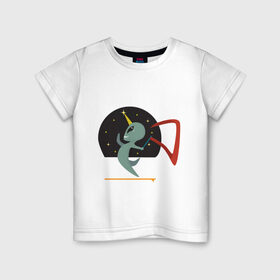 Детская футболка хлопок с принтом Norman Alien в Петрозаводске, 100% хлопок | круглый вырез горловины, полуприлегающий силуэт, длина до линии бедер | Тематика изображения на принте: alien | единорог | космос | пришелец