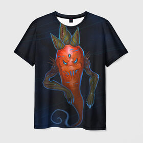 Мужская футболка 3D с принтом Cosmo Carrot в Петрозаводске, 100% полиэфир | прямой крой, круглый вырез горловины, длина до линии бедер | alien | космос | морковь | фентези