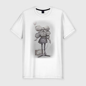 Мужская футболка хлопок Slim с принтом Sad Clown в Петрозаводске, 92% хлопок, 8% лайкра | приталенный силуэт, круглый вырез ворота, длина до линии бедра, короткий рукав | Тематика изображения на принте: клоун | цепь | цирк | шарик