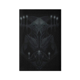Обложка для паспорта матовая кожа с принтом Alien в Петрозаводске, натуральная матовая кожа | размер 19,3 х 13,7 см; прозрачные пластиковые крепления | козел | пришелец | свечи | хоррор