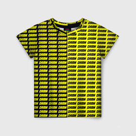 Детская футболка 3D с принтом DAMN в Петрозаводске, 100% гипоаллергенный полиэфир | прямой крой, круглый вырез горловины, длина до линии бедер, чуть спущенное плечо, ткань немного тянется | black | damn | damn jacket | damn lettering | damn mug | damn print | damn t shirt | for cool | yellow | yellow and black | для крутых | желтый | желтый и черный | кофта damn | кружка damn | надпись damn | принт damn | футболка damn | черный