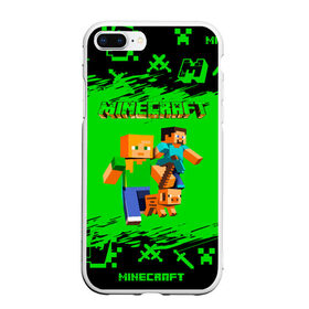 Чехол для iPhone 7Plus/8 Plus матовый с принтом Minecraft в Петрозаводске, Силикон | Область печати: задняя сторона чехла, без боковых панелей | minecraft | алекс | белый | блоки | взрывчатка | визера | гаст | добывать | дракон | зеленая | зеленый куб | зомби | игра | кирка | крафт | крипер | кубики | лошадка | майн | майнкрафт | манкрафт | меч | оцелот