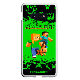 Чехол для Samsung S10E с принтом Minecraft в Петрозаводске, Силикон | Область печати: задняя сторона чехла, без боковых панелей | minecraft | алекс | белый | блоки | взрывчатка | визера | гаст | добывать | дракон | зеленая | зеленый куб | зомби | игра | кирка | крафт | крипер | кубики | лошадка | майн | майнкрафт | манкрафт | меч | оцелот