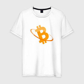 Мужская футболка хлопок с принтом BITCOIN в Петрозаводске, 100% хлопок | прямой крой, круглый вырез горловины, длина до линии бедер, слегка спущенное плечо. | bitcoin | btc | биткоин | валюта | деньги | криптовалюта