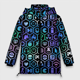Женская зимняя куртка 3D с принтом Компьютерные игровые символы в Петрозаводске, верх — 100% полиэстер; подкладка — 100% полиэстер; утеплитель — 100% полиэстер | длина ниже бедра, силуэт Оверсайз. Есть воротник-стойка, отстегивающийся капюшон и ветрозащитная планка. 

Боковые карманы с листочкой на кнопках и внутренний карман на молнии | высказывание | граффити | детские | игровые | игры | идея | компьютерные | манера | мемы | разные | рисунок | символ | символы
