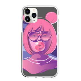 Чехол для iPhone 11 Pro Max матовый с принтом Bubble Gum в Петрозаводске, Силикон |  | bubble gum | pop art | popart | девушка | девушка в очках | жевательная резинка | очки | поп арт | пузырь | ретро | розовые волосы | розовый принт | ушки
