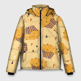 Мужская зимняя куртка 3D с принтом Капкейки на желтом фоне в Петрозаводске, верх — 100% полиэстер; подкладка — 100% полиэстер; утеплитель — 100% полиэстер | длина ниже бедра, свободный силуэт Оверсайз. Есть воротник-стойка, отстегивающийся капюшон и ветрозащитная планка. 

Боковые карманы с листочкой на кнопках и внутренний карман на молнии. | Тематика изображения на принте: еда | желтый | капкейки | кондитер | оранжевый | паттерн | пирожное | повар | сладости | узор | хеллоуин