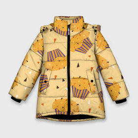 Зимняя куртка для девочек 3D с принтом Капкейки на желтом фоне в Петрозаводске, ткань верха — 100% полиэстер; подклад — 100% полиэстер, утеплитель — 100% полиэстер. | длина ниже бедра, удлиненная спинка, воротник стойка и отстегивающийся капюшон. Есть боковые карманы с листочкой на кнопках, утяжки по низу изделия и внутренний карман на молнии. 

Предусмотрены светоотражающий принт на спинке, радужный светоотражающий элемент на пуллере молнии и на резинке для утяжки. | еда | желтый | капкейки | кондитер | оранжевый | паттерн | пирожное | повар | сладости | узор | хеллоуин