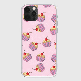 Чехол для iPhone 12 Pro Max с принтом Капкейки на розовом в Петрозаводске, Силикон |  | вишенка | еда | капкейки | пирожное | розовый | сладкое | сладости