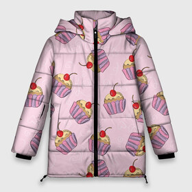 Женская зимняя куртка 3D с принтом Капкейки на розовом в Петрозаводске, верх — 100% полиэстер; подкладка — 100% полиэстер; утеплитель — 100% полиэстер | длина ниже бедра, силуэт Оверсайз. Есть воротник-стойка, отстегивающийся капюшон и ветрозащитная планка. 

Боковые карманы с листочкой на кнопках и внутренний карман на молнии | вишенка | еда | капкейки | пирожное | розовый | сладкое | сладости