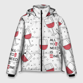 Мужская зимняя куртка 3D с принтом Узор Винишко в Петрозаводске, верх — 100% полиэстер; подкладка — 100% полиэстер; утеплитель — 100% полиэстер | длина ниже бедра, свободный силуэт Оверсайз. Есть воротник-стойка, отстегивающийся капюшон и ветрозащитная планка. 

Боковые карманы с листочкой на кнопках и внутренний карман на молнии. | Тематика изображения на принте: all you need is wine | wine | винишко | вино | красное | надписи | узор