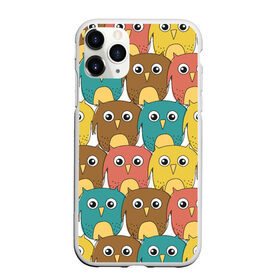 Чехол для iPhone 11 Pro матовый с принтом Разноцветные совы в Петрозаводске, Силикон |  | детский | лесной | мультяшный | паттерн | разноцветный | сова | совушки | совы | узор