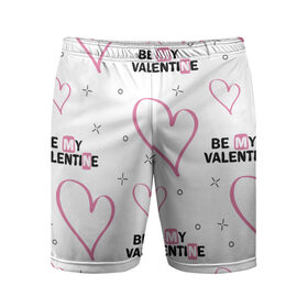 Мужские шорты спортивные с принтом Be My Valentine в Петрозаводске,  |  | be my valentine | будь моим валентином | влюбленным | день святого валентина | пара | сердечки | узор
