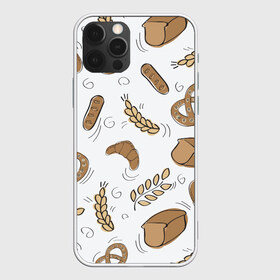 Чехол для iPhone 12 Pro Max с принтом Узор Пекарня в Петрозаводске, Силикон |  | Тематика изображения на принте: булки | коричневый | крендель | пекарня | повар | узор | хлеб