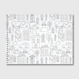 Альбом для рисования с принтом Нарисованный город в Петрозаводске, 100% бумага
 | матовая бумага, плотность 200 мг. | Тематика изображения на принте: белый | город | городской | дудлинг | нарисованный | серый | узор