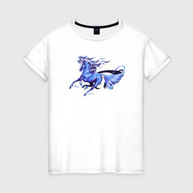 Женская футболка хлопок с принтом Ветер для моих крыльев в Петрозаводске, 100% хлопок | прямой крой, круглый вырез горловины, длина до линии бедер, слегка спущенное плечо | flying | wings | крылья | лошадь | полет | пони