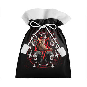 Подарочный 3D мешок с принтом Satanic Cat в Петрозаводске, 100% полиэстер | Размер: 29*39 см | Тематика изображения на принте: satan | киска | кот | кот мем | кошечка | кошка | кошки и коты | лиса | лисы | мем | мемы | с кошкой | сатана