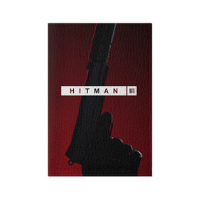 Обложка для паспорта матовая кожа с принтом Hitman III в Петрозаводске, натуральная матовая кожа | размер 19,3 х 13,7 см; прозрачные пластиковые крепления | hitman | hitman 3 | hitman iii | красный | надпись | пистолет | хитман | хитман 3