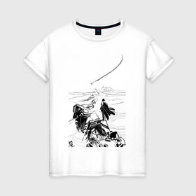 Женская футболка хлопок с принтом Падение в Петрозаводске, 100% хлопок | прямой крой, круглый вырез горловины, длина до линии бедер, слегка спущенное плечо | падение | пустыня | самолет | скалы | человек