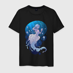 Мужская футболка хлопок с принтом Jellyfish mermaid в Петрозаводске, 100% хлопок | прямой крой, круглый вырез горловины, длина до линии бедер, слегка спущенное плечо. | jellyfish | mermaid | sea | медузы | морское | подводный мир | русалка