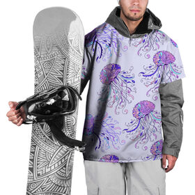 Накидка на куртку 3D с принтом Узор Медуза в Петрозаводске, 100% полиэстер |  | Тематика изображения на принте: завитушки | медуза | море | морской | паттерн | розовый | узор | фиолетовый
