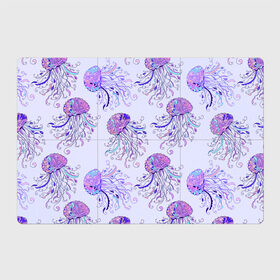 Магнитный плакат 3Х2 с принтом Узор Медуза в Петрозаводске, Полимерный материал с магнитным слоем | 6 деталей размером 9*9 см | Тематика изображения на принте: завитушки | медуза | море | морской | паттерн | розовый | узор | фиолетовый
