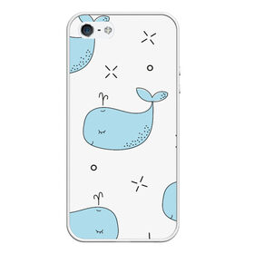 Чехол для iPhone 5/5S матовый с принтом Маленькие киты в Петрозаводске, Силикон | Область печати: задняя сторона чехла, без боковых панелей | детский | кит | маленький | море | морской | прикольный | рисунок | рыбы | скетч
