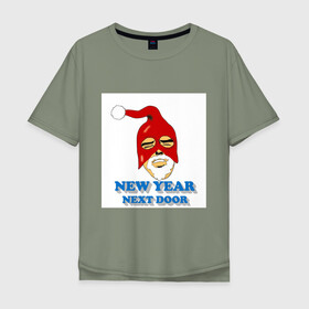 Мужская футболка хлопок Oversize с принтом Gachimuchi New Year в Петрозаводске, 100% хлопок | свободный крой, круглый ворот, “спинка” длиннее передней части | art | gachi | new year | van | ван | гачи | мем